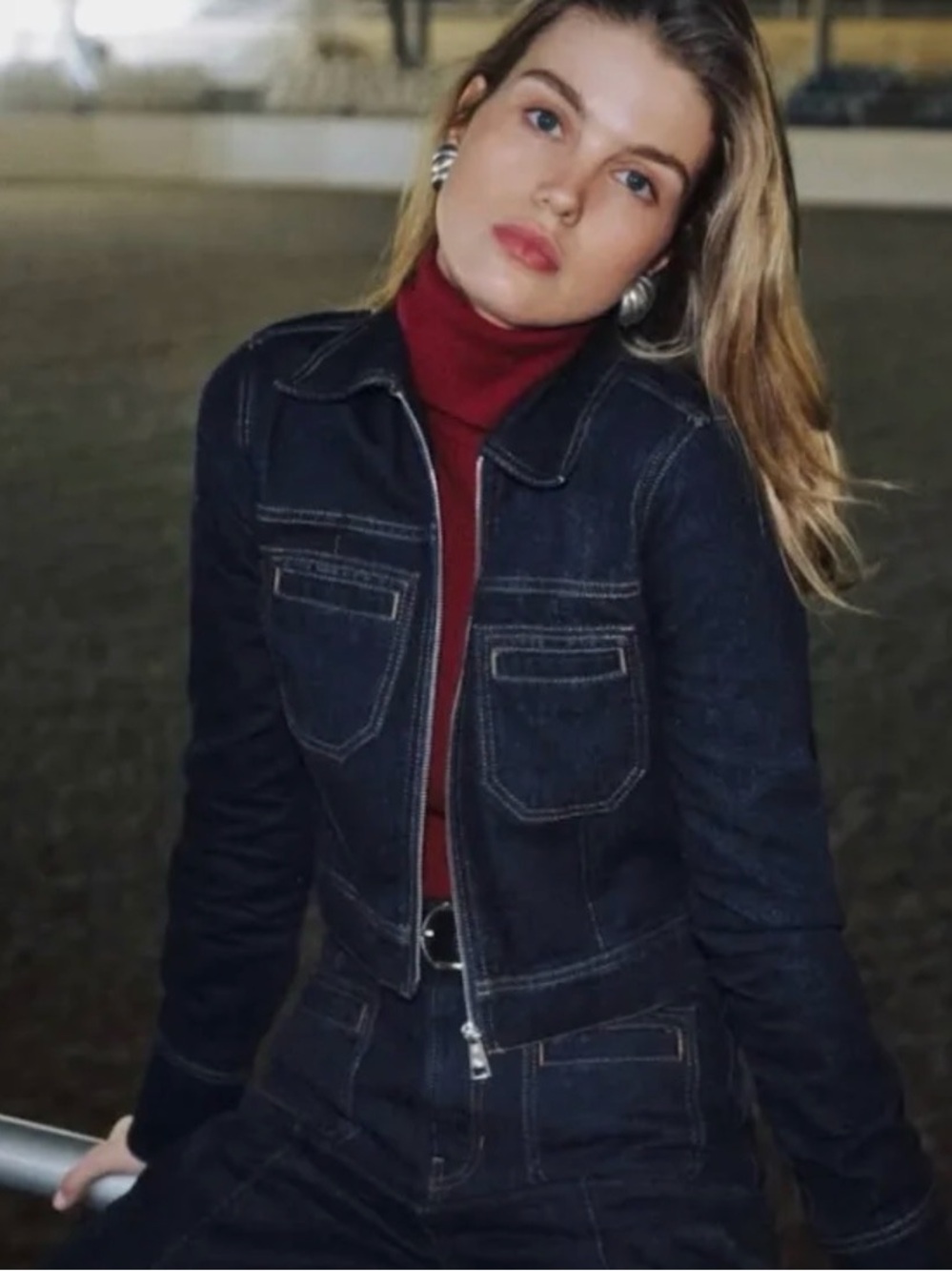Reformation Fiona cropped denim jacket size XS